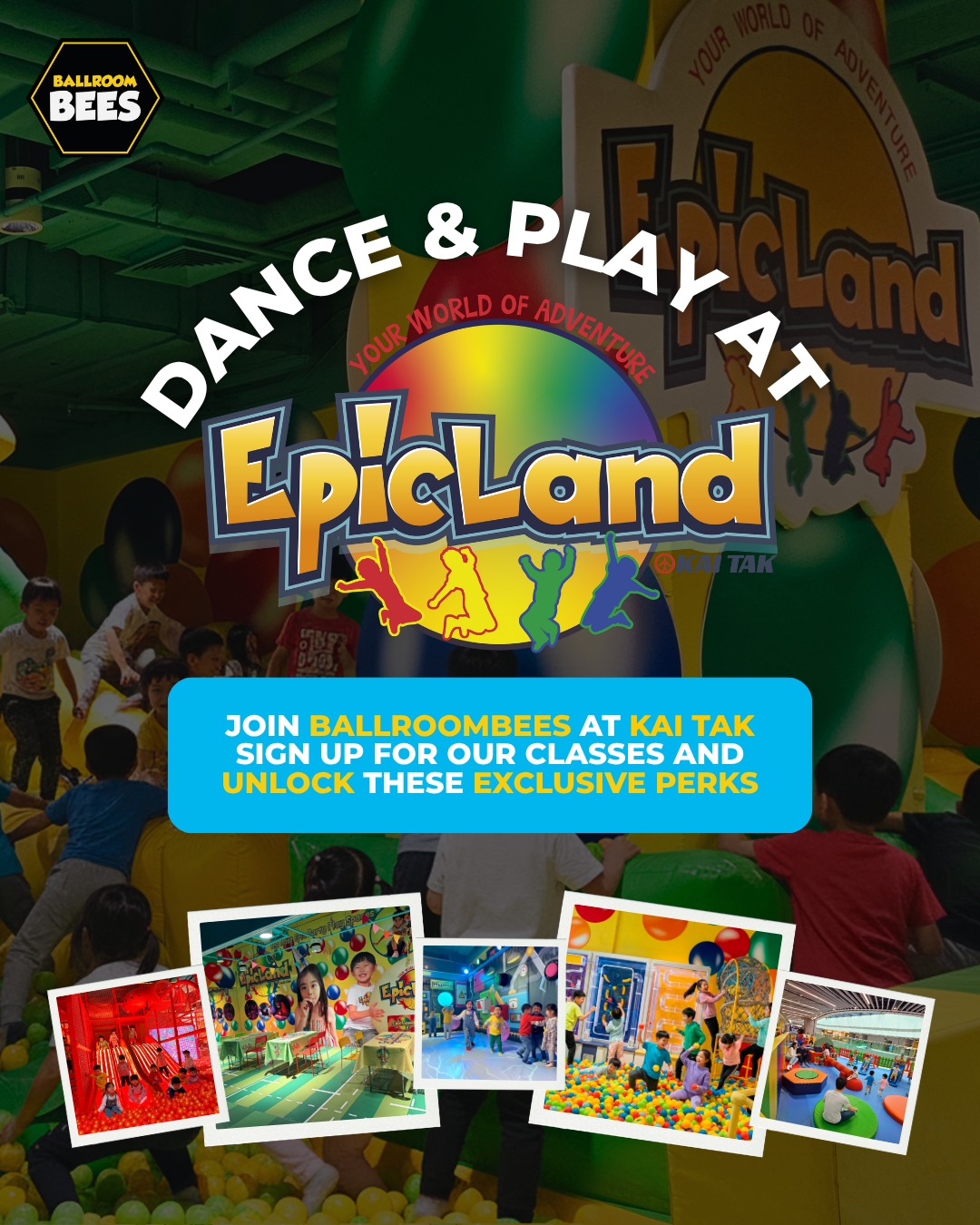 Big News, Kai Tak! 🐝✨

We are thrilled to invite you to join our NEW location in EpicLand Kai Tak! 

We are so excited to bring our signature dance energy to this vibrant area. It’s the perfect spot for children to learn, grow, and of course - PLAY! 🎈🤸‍♂️

✨ EXCLUSIVE LAUNCH OFFER AT EPICLAND ✨

We have a very special offer for all students who register for our classes at EpicLand Kai Tak:

1 Hour FREE Play: Every registered BallroomBees student gets 1 hour of free play at EpicLand before or after each class!

Sibling Special: Want to bring the whole family? Siblings can play together for a special rate of just $120!

We can’t wait to see our dancers lighting up the floor... See you at EpicLand! 

📅 Term 3 starts in April!
🔗 Link in bio to register now!
💌 Got questions? Send us a DM or WhatsApp us at +852 4622 3215!

#BallroomBees #EpicLand #KaiTak #NewLocation